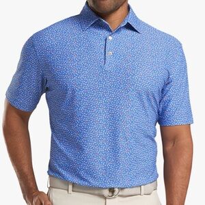 Peter Millar Summer Comfort Polo Shirt Mens L AOP Cathay Performance Golf